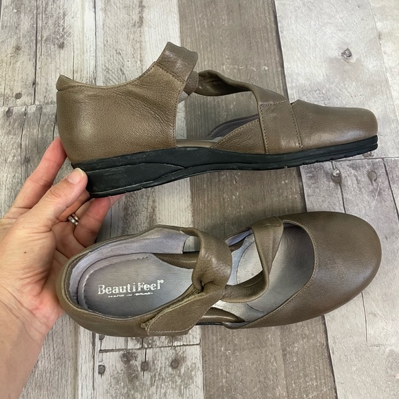 BeautiFeel Pleasure Mary Jane Leather Flats Comfort Shoes Gray 44233 - Picture 7 of 13